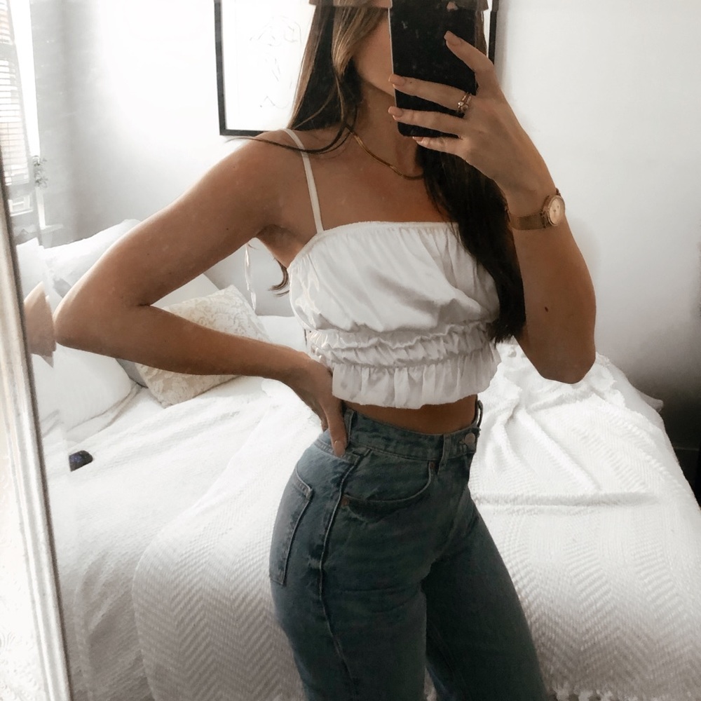 PRETTY LITTLE THING White Satin Crop Top